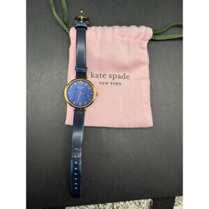 Kate Spade Holland New York Blue Dial Rose Gold Watch KSW1157 Blue Leather Strap